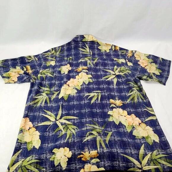 Tommy Bahama Floral Flower Silk Hawaiian Shirt Blue Mens XL - Picture 2 of 4